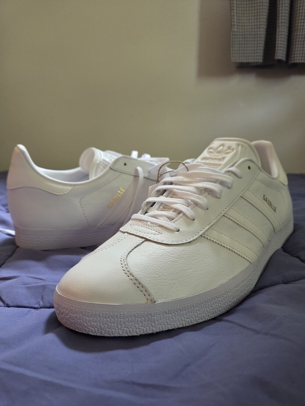 White Leather Adidas Gazelles 13